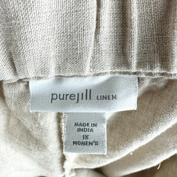 J. Jill Pure Jill Linen Pull On Pants Khaki Pockets Elastic Waist Size 1X - Picture 5 of 6